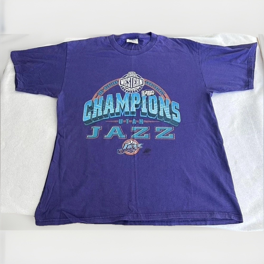 Vtg Utah Jazz Shirt Men XL Lee Sport NBA Champions 1997 West Finals 90 Y2K Retro